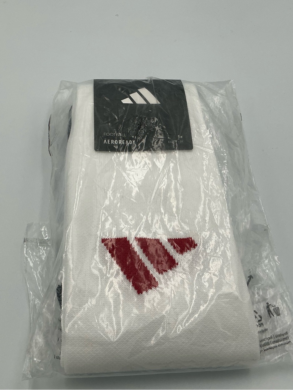 adidas White Athletic Crew Socks with Red Logo